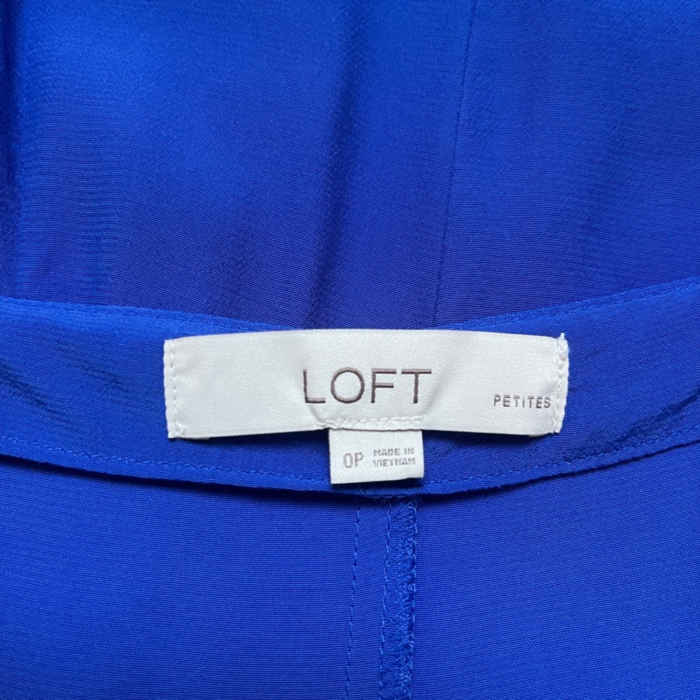 Loft Dress Women's Size Royal Blue Midi Button Front Classic Feminine Flutter - Picture 3 of 11